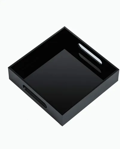Miniatura 13 de KEVLANG - Bandeja de servir transparente y resistente de acrílico con asas - 12x16 pulgadas - Para servir café, aperitivos, desayuno, mayordomo