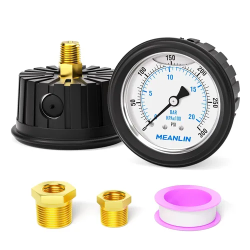 Miniatura 61 de MEANLIN MEASURE - Manómetro de acero inoxidable, relleno de líquido, esfera con cara de 2.5 pulgadas, NPT de 1/4 de pulgada, agua, aceite y gas