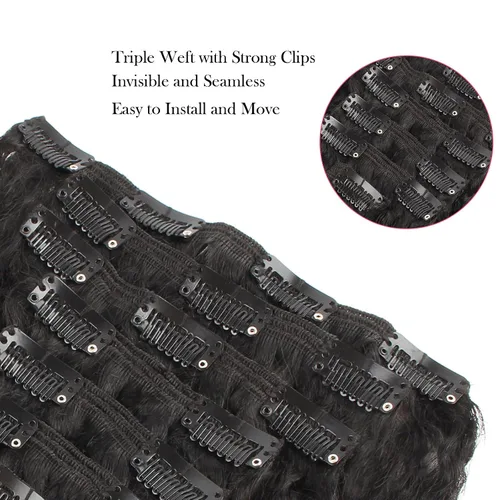 Miniatura 7 de Sassina - Extensión de pelo humano lacio con ondas, con clip, 8A, doble trama, italiano, grueso, extensiones de 10-22 pulgadas, 4.23 oz, 7