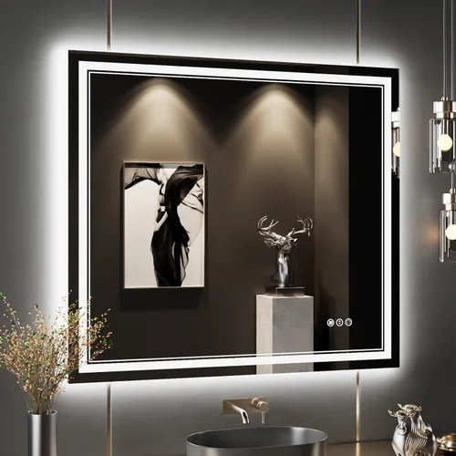 Miniatura 68 de Espejo de baño LED de 72 x 36 pulgadas, retroiluminado y frontal iluminado, espejo de tocador grande iluminado con luces, antiniebla, regulable