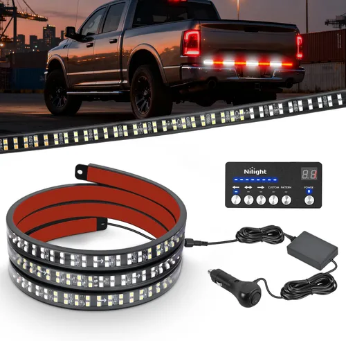 Miniatura 19 de Nilight - Tira de luz para plataforma trasera de camión de 48 pulgadas con marco de aluminio, tira de luz LED de triple fila de 780 LED con luces