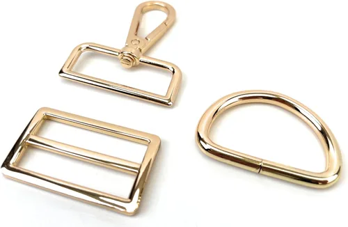 Miniatura 12 de 15 piezas de herrajes para bolso, ganchos giratorios de servicio pesado con anillos en D para bolso y hebillas deslizantes de tres guías