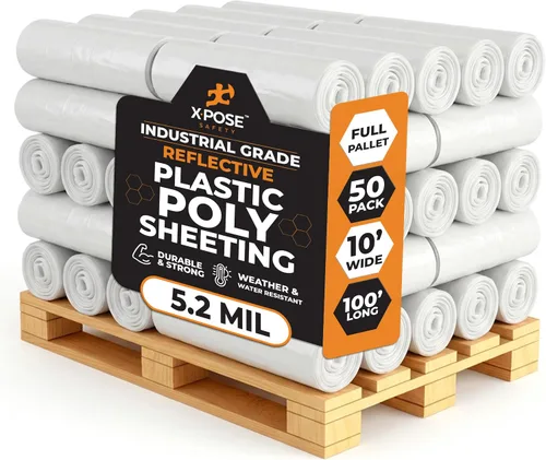 Miniatura 34 de Xpose Safety Lámina de plástico transparente – Rollo de 20' x 100' – Lámina de polietileno resistente de 4 mil – Impermeable, a prueba de polvo