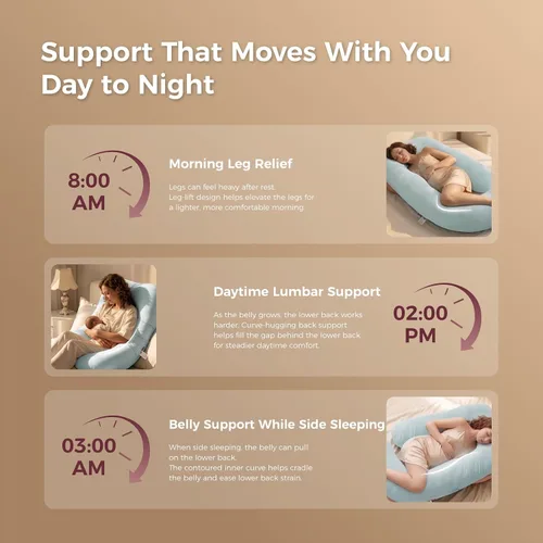 Miniatura 8 de Momcozy Pregnancy Pillows for Sleeping, U Shaped Full Body Maternity Pillow with Removable Cover - Support for Back, Legs, Belly, HIPS for Pregnant