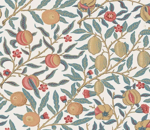NextWall Papel tapiz vintage de granada (azul piedra lunar y ocre claro)