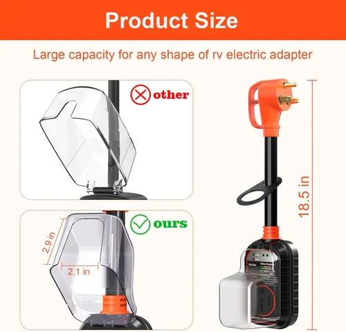 Miniatura 6 de EyGde Adaptador RV de 30 amperios a 50 amperios con protector de sobretensiones, NEMA TT-30P macho a enchufe hembra 14-50R, analizador de circuitos