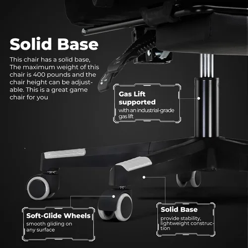 Miniatura 5 de EXRACING Silla ergonómica para videojuegos, silla de computadora con reposapiés y soporte lumbar, silla de oficina de cuero con respaldo alto blanco