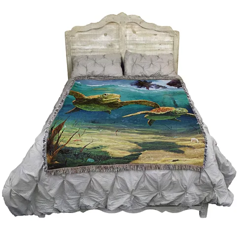 Miniatura 2 de Pure Country Weavers JL Moby Dick Cobija por Jerry LoFaro - Tapiz clásico de regalo de ballena oceánica tejida de algodón, fabricada en los Estados