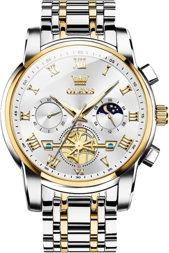 Miniatura 12 de OLEVS Relojes para hombre, resistente al agua, de lujo, gran cara, reloj analógico de cuarzo de acero inoxidable, relojes de vestir analógicos
