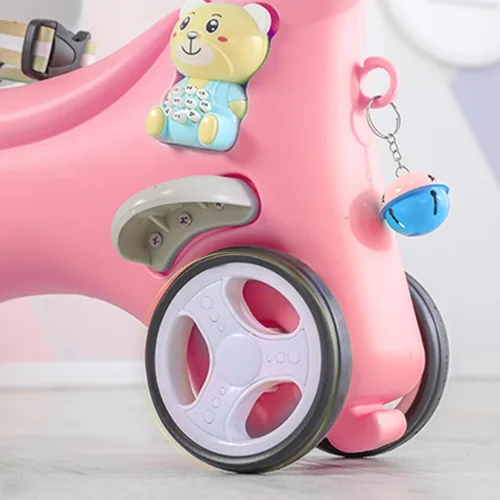 Miniatura 6 de Caballo mecedor 4 en 1 para niños pequeños de 1.5 a 3 años, juguetes de paseo en bicicleta de equilibrio con asa de empuje, respaldo de juguete Rosa