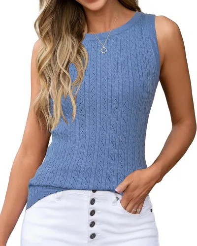 Miniatura 14 de Arach&Cloz Suéteres de mezcla de lana para mujer, no se transparentan, sin mangas, para todas las estaciones, para negocios, informal, 2025