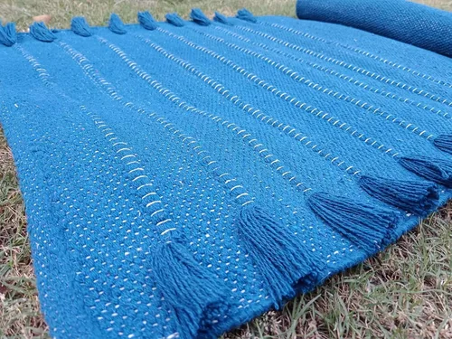 Miniatura 16 de Jaipur art & Rugs Estera de yoga de algodón orgánico - Alfombra tejida a mano ecológica - Antideslizante y gruesa (61x183x13mm) para fitness diario