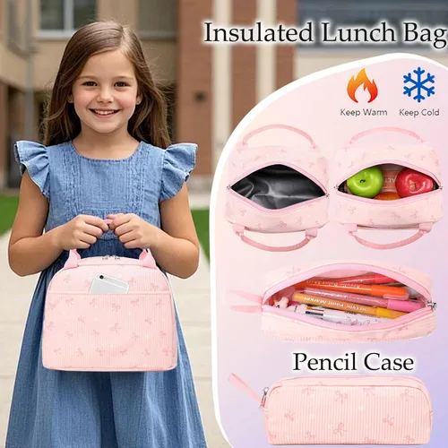 Miniatura 67 de Juego de mochila para niñas con diseño de unicornio, mochila escolar para niños, mochila para libros para niñas, set 3 en 1, regreso a clases