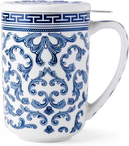 Miniatura 17 de AmorArc Taza de Té de Porcelana con Infusor y Tapas, Taza Grande de 18 Oz con Colador y Soporte para Bolsa para Té de Hojas Sueltas, Taza de Café