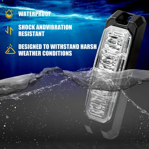 Miniatura 3 de Purishion - Luz estroboscópica con 4 luces LED color ámbar, impermeable, para barra de precaución, 10 patrones intermitentes, apto para automóvil