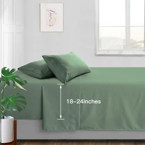 Miniatura 20 de Manyshofu Sábanas de bolsillo extra profundo tamaño King – Sábanas y fundas de almohada de lujo de 1800 hilos – Juego de cama de microfibra