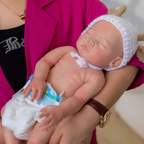 Miniatura 4 de Muñeca realista de bebé recién nacido de 19 pulgadas, 6.5 libras, platino líquido, de silicona, suave, de silicona, recién nacido, niña, realista