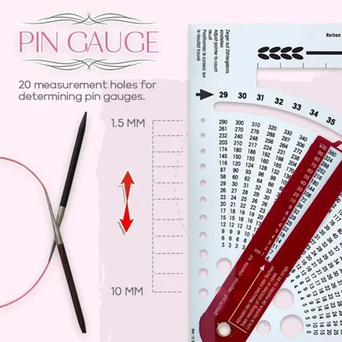 Miniatura 5 de Herramienta convertidora de calibre de punto, calculadora de puntada de doble cara y regla de marco de conteo, herramientas de tejer para tejer
