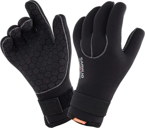 Miniatura 2 de Guantes de agua de neopreno de 0.197 pulgadas con correa ajustable para la muñeca para canoa sobre hielo, natación, kayak, pesca submarina y esquí