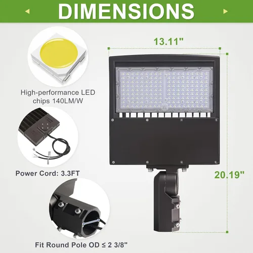 Miniatura 3 de luz LED para la calle, estacionamientos, postes, áreas exteriores, 5000k, DLC UL (café), LF-SB150W-BL, 150.00watts, 110.00 volts