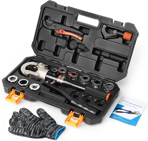 Miniatura 7 de Herramienta de prensa de cobre hidráulica para accesorios de cobre de 1/2", 3/4", 1" y troqueles de 3/8" a 1" para tubería ASTM F1807 PEX