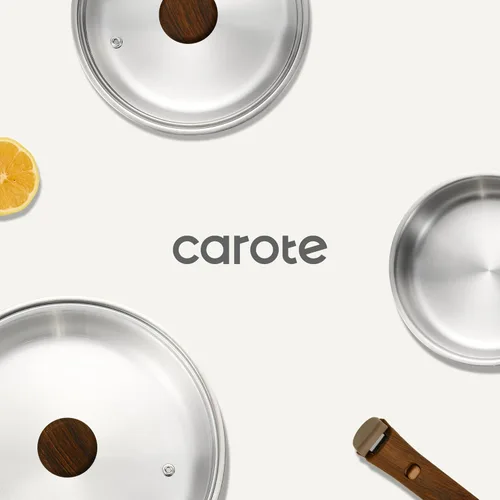 Miniatura 7 de CAROTE Cacerola de acero inoxidable de tres capas con mango desmontable, sartén de 1.5 cuartos, cacerola de 2 y 3 cuartos con tapa, juego de 8 ollas