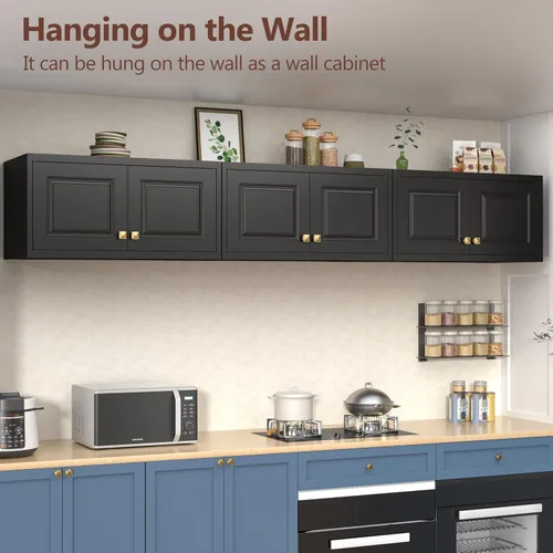 Miniatura 3 de Polup Armario de pared con puertas, gabinete de almacenamiento de metal para almacenamiento de cocina, gabinete superior pequeño, para comedor, sala