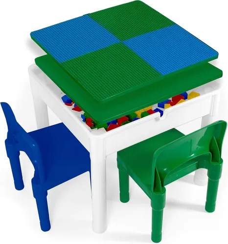 Play Platoon Mesa y Silla de Actividades 5 en 1 para Niños - Mesa de Bloques de Construcción, STEM, Manualidades y Sensoriales para Niños Pequeños