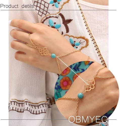 Miniatura 5 de Obmyec - Pulsera para mujer, diseño bohemio, color turquesa