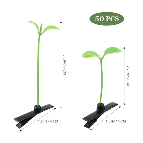 Miniatura 4 de Housoutil 50 horquillas para el cabello con brotes de frijoles, brotes de plantas verdes para decoración de fiestas, accesorios de fotografía