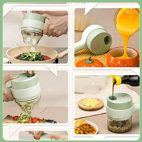 Miniatura 6 de Picador eléctrico 5 en 1, electrodomésticos de cocina inteligentes, mini juego de picador de verduras de mano, cortador eléctrico de verduras