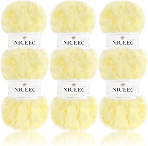 Miniatura 12 de NICEEC Hilo de Pelo Sintético Super Suave, Grueso y Esponjoso, Hilo de Pestañas para Crochet y Tejido (Longitud Total 192m/9.1kg) - Otoño/300g