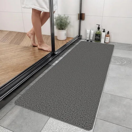 Miniatura 2 de Tapete de Bañera Antideslizante, Tapetes de Ducha de 47x17 Pulgadas para Interior de Ducha, Tapete de Baño de PVC Loofah de Secado Rápido