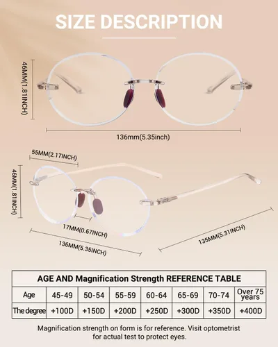Miniatura 6 de TERAISE Gafas de lectura sin montura para mujer, paquete de 3 lentes de lectura con bloqueo de luz azul, lector ultraligero sin marco