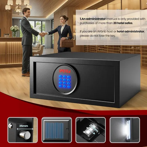 Miniatura 3 de KornerBatl Caja fuerte de hotel de 19.4 libras con contraseña del administrador, caja fuerte para el hogar con modo silencioso y LED, caja fuerte