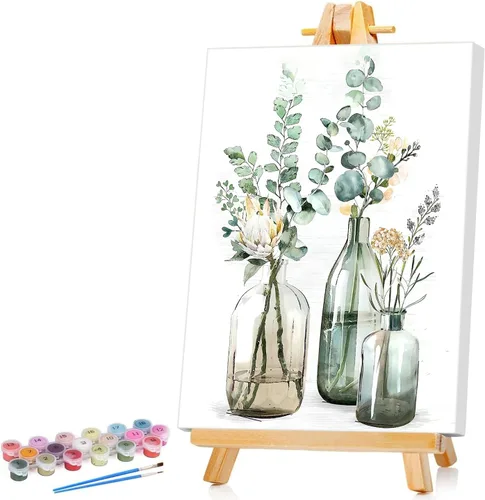 Miniatura 16 de Ginkko Kit de Pintura por Números para Adultos, Lienzo enmarcado de 12x16 pulgadas de Playa, Pinturas acrílicas no tóxicas y pinceles, Regalo