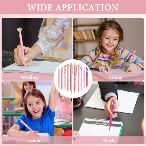 Miniatura 5 de DAIKOYE Juego de 10 Bolígrafos Favores de Fiesta para Niños Regalos Rosados Bolígrafos Rosados para Mujeres Niñas Suministros de Oficina Suministros