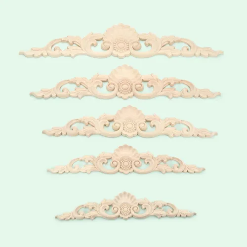 Miniatura 8 de MUXSAM Apliques tallados en madera, paquete de 2 calcomanías de tallas de madera sin pintar, superposición decorativa para paredes, puertas, 2