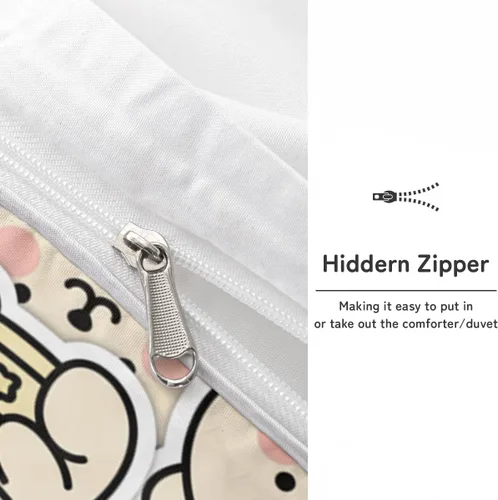Miniatura 6 de Cute Bear Duvet Cover Set Twin, 3 Pieces Soft Neutral Bedding Calming Cozy Comforter Cover Set Minimal Kawaii Bedroom Decor Microfiber for Relaxing