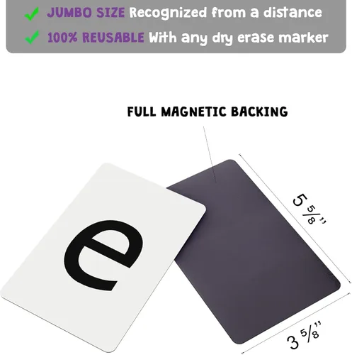 Miniatura 3 de Attractivia Tarjetas Magnéticas de Letras Grandes del Alfabeto ABC - 52 Letras Resistentes Grandes en Mayúscula y Minúscula, Negro - para Maestros
