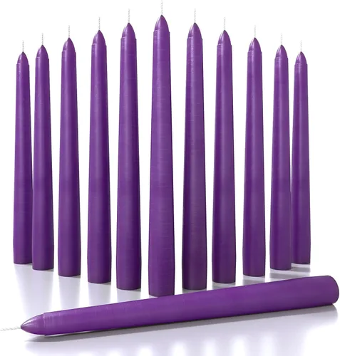 Miniatura 14 de CANDWAX Paquete de 12 velas cónicas rojas – Velas rectas sin goteo de combustión lenta sin perfume de 12 pulgadas – Ideal para mesa de comedor – Rojo