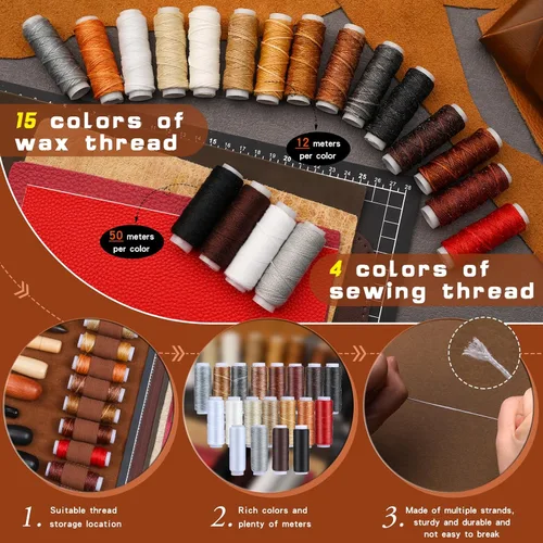 Miniatura 4 de TLKKUE Kit de Herramientas para Cuero Herramientas de Artesanía en Cuero Kit de Trabajo en Cuero con Alfombrillas de Corte de Bolso Personalizado