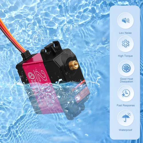 Miniatura 3 de Servomotores servo RC de alto par de torsión de 44.1 lbs, servo de dirección de engranajes de metal completo impermeable con 25T para 1/6 1/8 1/10