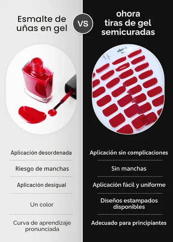 Miniatura 3 de ohora Tiras de uñas de gel semicuradas (N Snatched), azul, estampadas, funcionan con cualquier lámpara UV/LED, calidad de salón, larga duración, N
