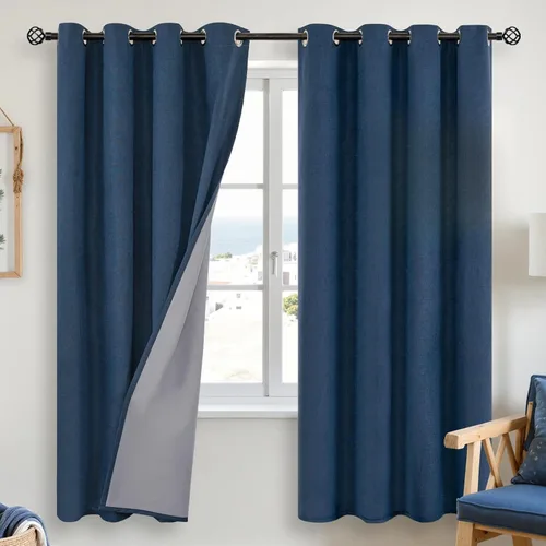 Miniatura 121 de YoungsTex - Cortinas opacas de lino para dormitorio, oscurecimiento de la habitación, cortinas con textura de lino, paneles con aislamiento térmico
