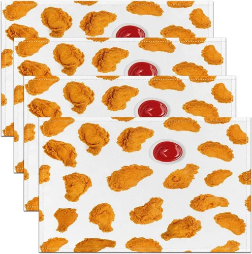Miniatura 7 de Juego de 4 manteles individuales con diseño de hongos de dibujos animados para cocina, fiesta, manteles individuales de tela lavable con hongos