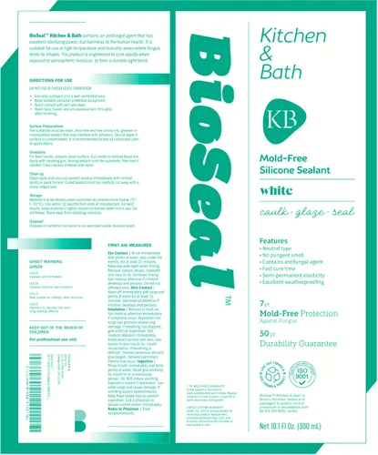 Miniatura 4 de White BioSeal - Sellador de silicona para cocina y baño, resistente al agua y de bajo olor, cartucho de 10.1 onzas, color blanco (paquete de 10)