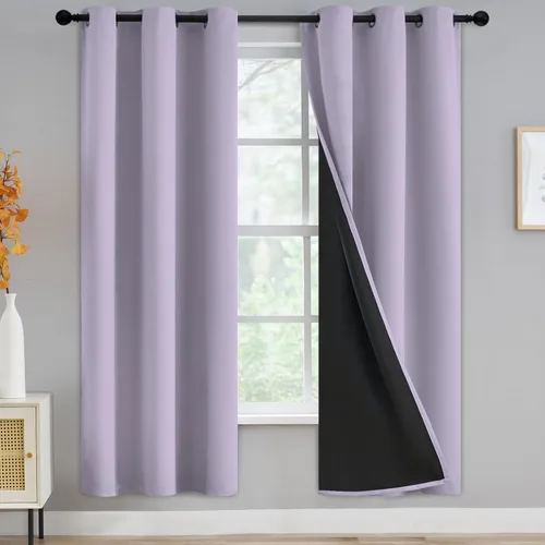 Miniatura 204 de Yakamok Cortinas negras, cortinas de ventana con aislamiento térmico y eficiencia energética para dormitorio, cortinas opacas completas y cortinas