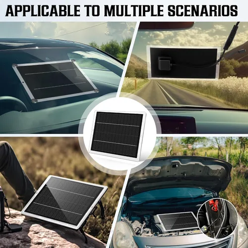 Miniatura 7 de Saillong Cargador Mantenedor de Batería Solar para Automóvil de 12V, Panel Solar Impermeable Cargador Solar Portátil de Goteo con Enchufe