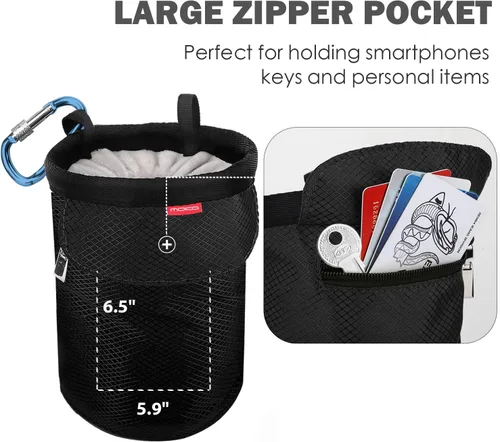 Miniatura 5 de Moko Rock Climbing Chalk Bag, Bouldering Chalk Pot Bucket with Adjustable Belt & Carabiner Drawstring Climbing Gear